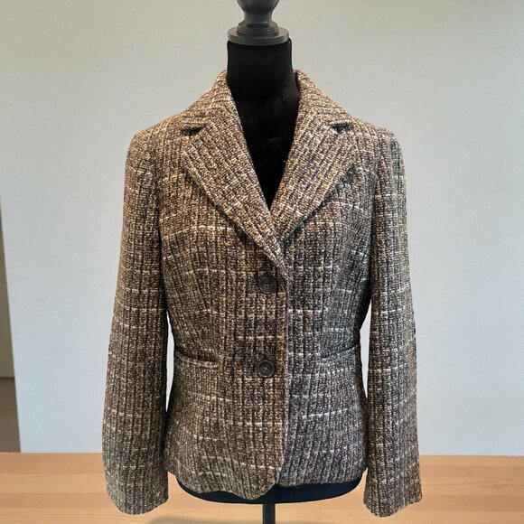 Ann Taylor Brown Tweed Blazer Size 8P - Picture 1 of 15